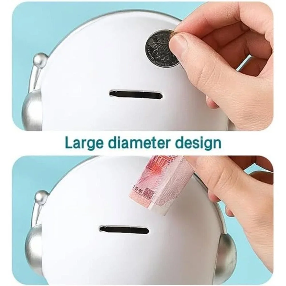 Astronaut Alarm Clock and Piggy Bank White Silver Space Man Desk Decor KIDS ROOM